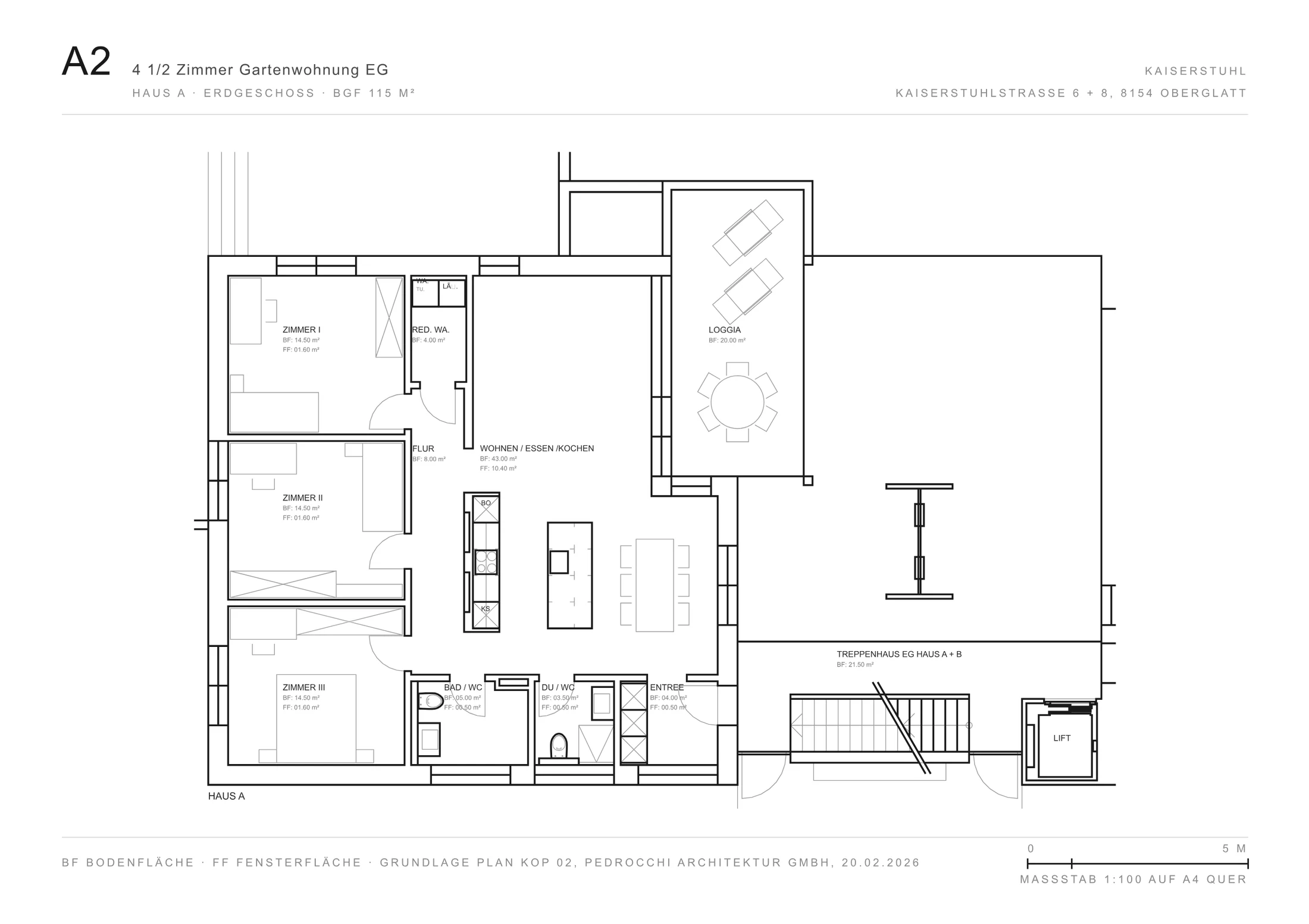 Grundriss Wohnung A2, Erdgeschoss