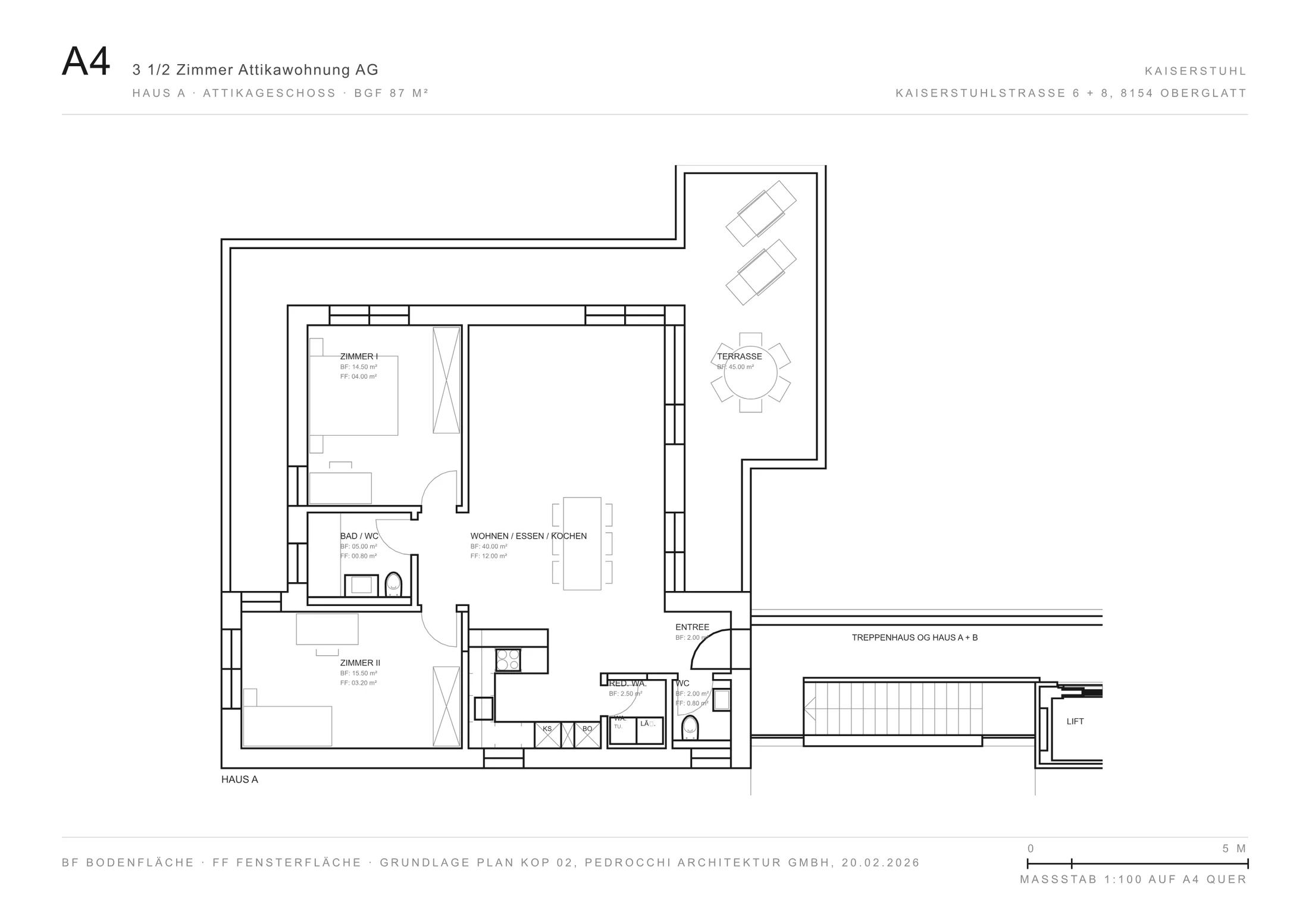 Grundriss Wohnung A4, Attika