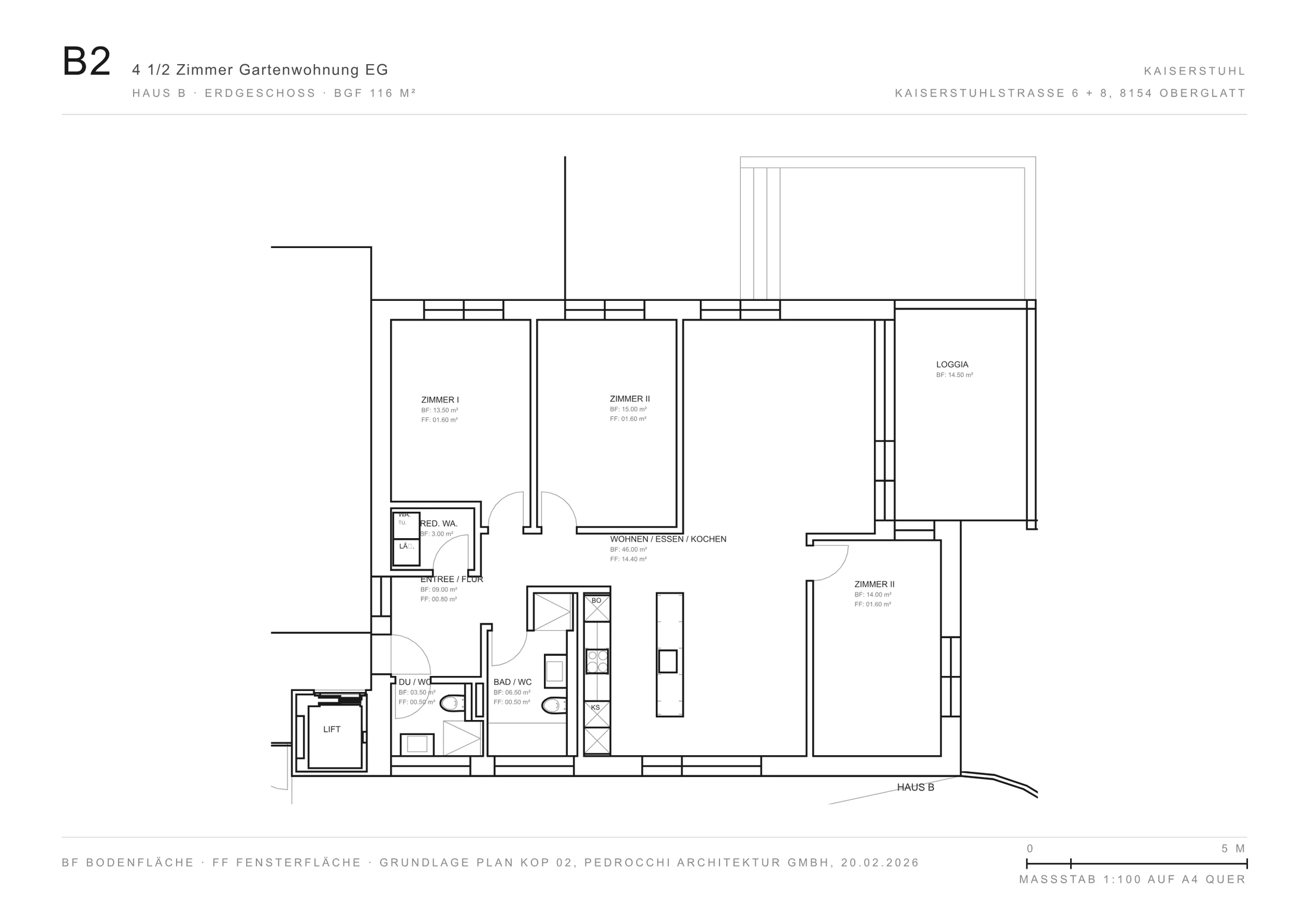 Grundriss Wohnung B2, Erdgeschoss