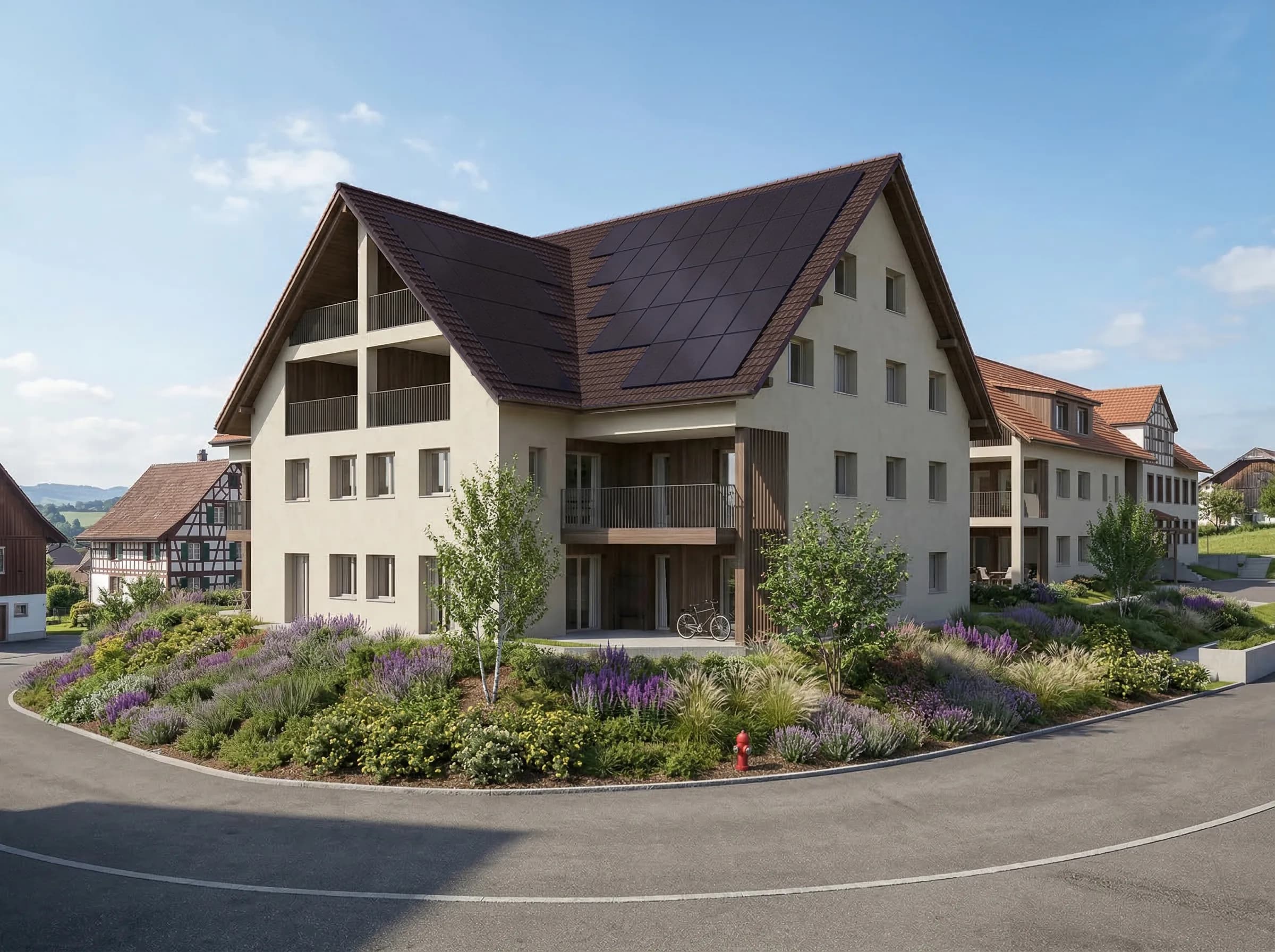 Der Neubau an der Engwangerstrasse in Wigoltingen von der Strasse