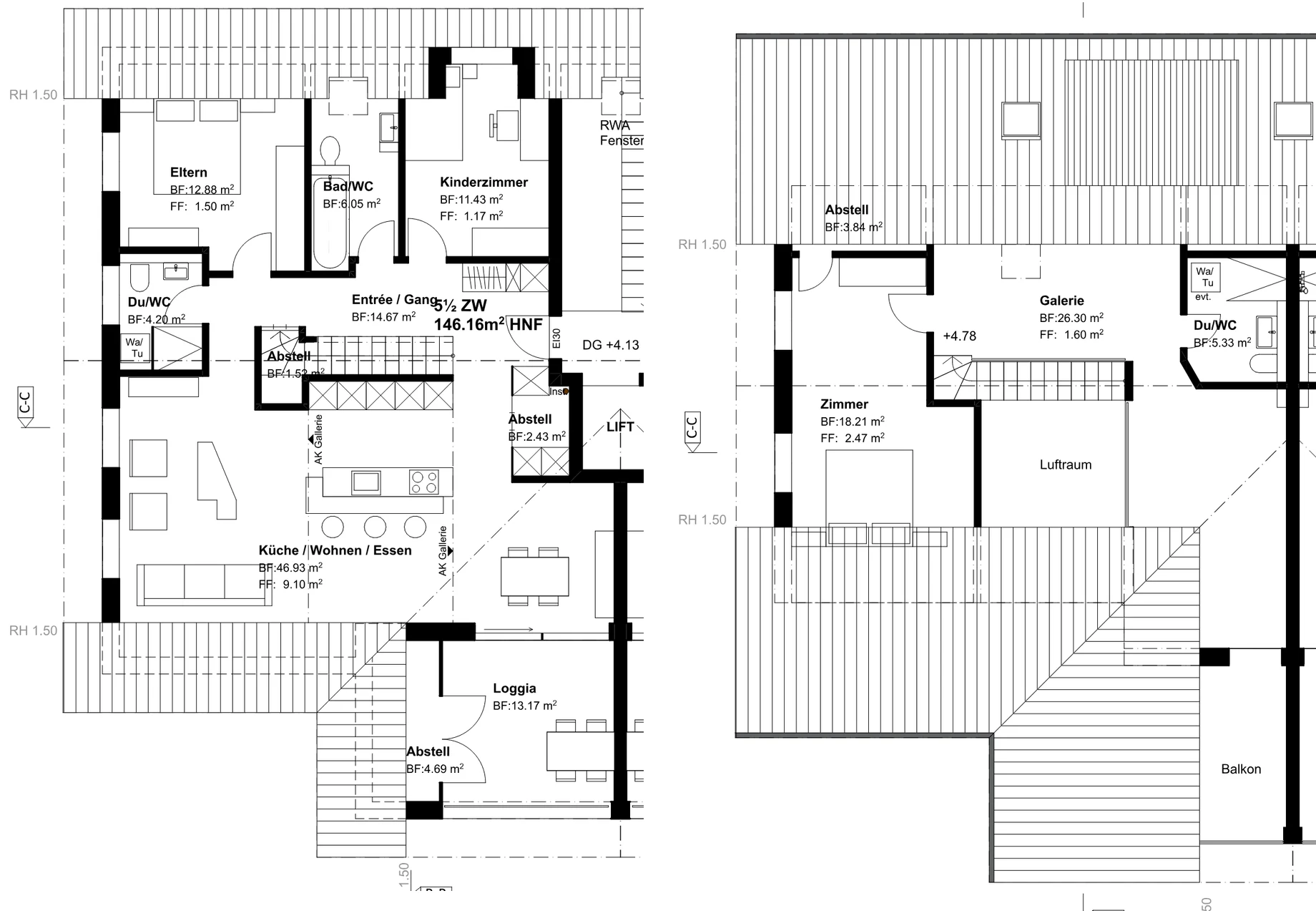 Grundriss Dach- und Galeriegeschoss, Blatt N5